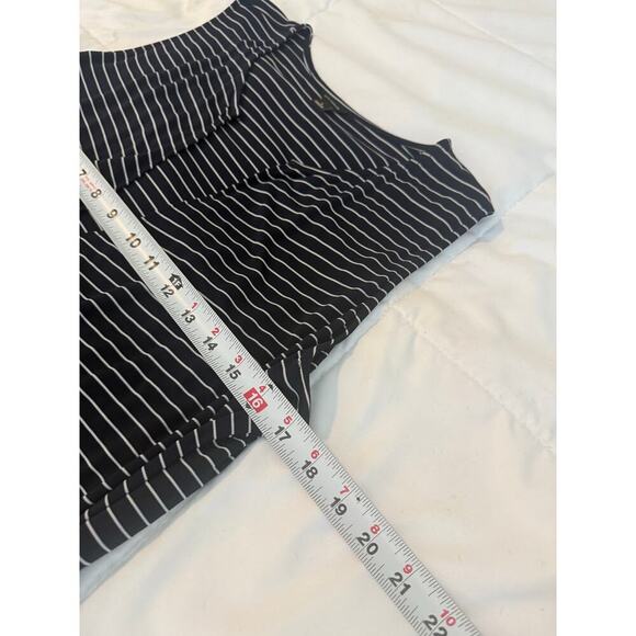 Ann Taylor Faux Wrap Sleeveless Striped Top Blue & White Size L - Picture 7 of 9